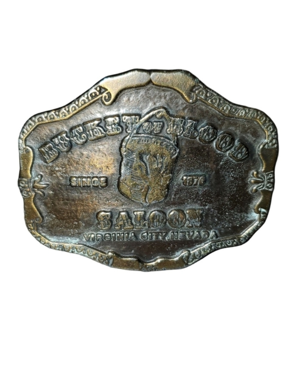 VTG Cal Metals Bucket of Blood Saloon, Virginia City, Nevada, Belt Buckle